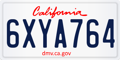 CA license plate 6XYA764