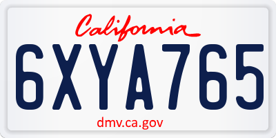 CA license plate 6XYA765