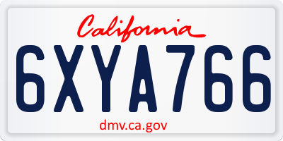 CA license plate 6XYA766