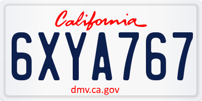 CA license plate 6XYA767