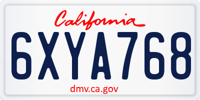 CA license plate 6XYA768