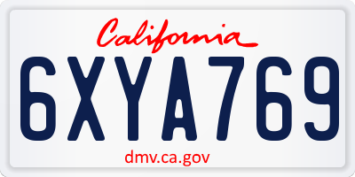 CA license plate 6XYA769