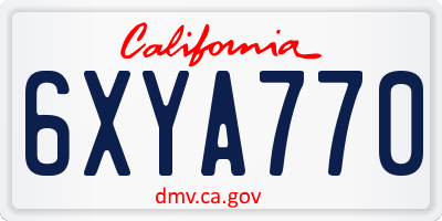 CA license plate 6XYA770