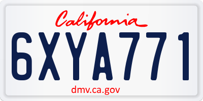 CA license plate 6XYA771