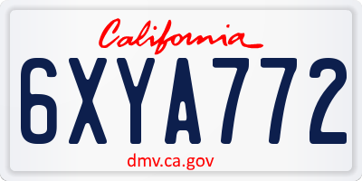 CA license plate 6XYA772