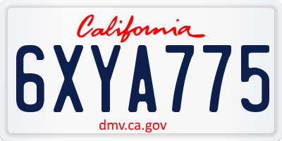 CA license plate 6XYA775