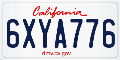 CA license plate 6XYA776