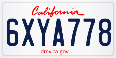 CA license plate 6XYA778