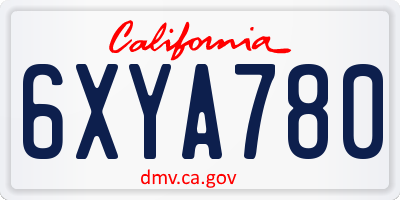 CA license plate 6XYA780