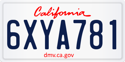 CA license plate 6XYA781