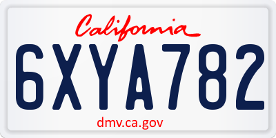 CA license plate 6XYA782