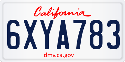 CA license plate 6XYA783