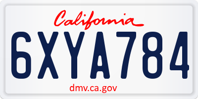 CA license plate 6XYA784