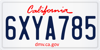 CA license plate 6XYA785
