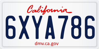 CA license plate 6XYA786