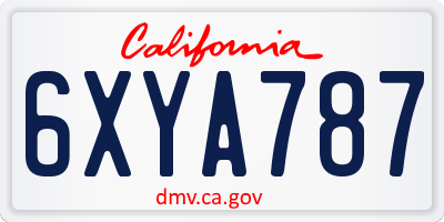CA license plate 6XYA787