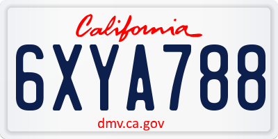 CA license plate 6XYA788