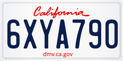 CA license plate 6XYA790