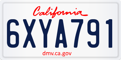 CA license plate 6XYA791