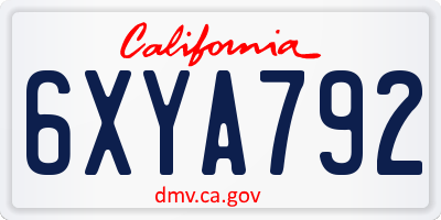 CA license plate 6XYA792