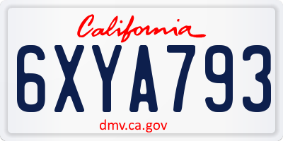 CA license plate 6XYA793
