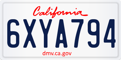CA license plate 6XYA794