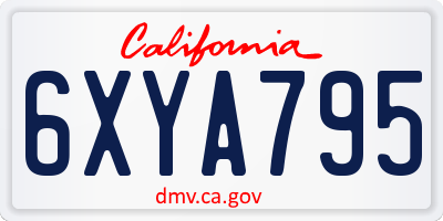 CA license plate 6XYA795