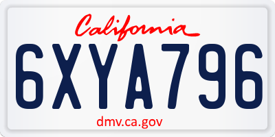 CA license plate 6XYA796