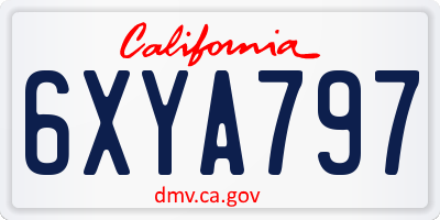 CA license plate 6XYA797