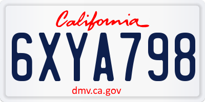 CA license plate 6XYA798