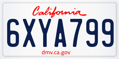 CA license plate 6XYA799