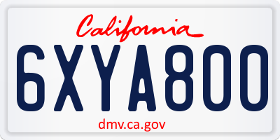 CA license plate 6XYA800