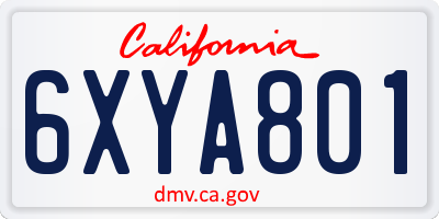 CA license plate 6XYA801
