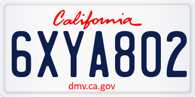 CA license plate 6XYA802