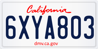 CA license plate 6XYA803