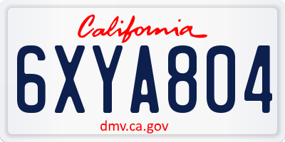 CA license plate 6XYA804