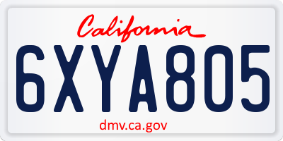 CA license plate 6XYA805