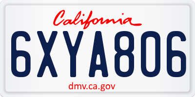 CA license plate 6XYA806