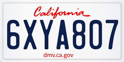 CA license plate 6XYA807