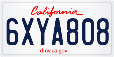 CA license plate 6XYA808