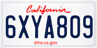 CA license plate 6XYA809