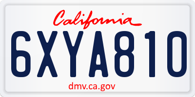 CA license plate 6XYA810