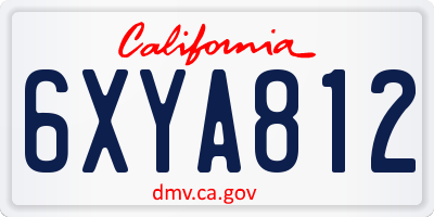CA license plate 6XYA812