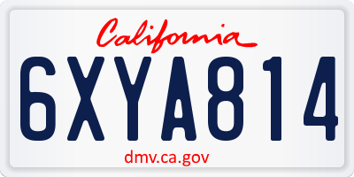 CA license plate 6XYA814