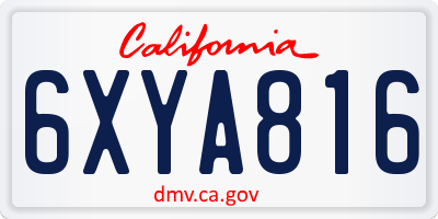 CA license plate 6XYA816