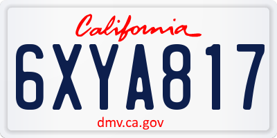 CA license plate 6XYA817
