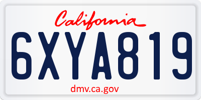 CA license plate 6XYA819