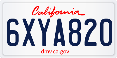 CA license plate 6XYA820