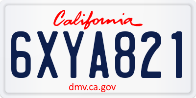 CA license plate 6XYA821