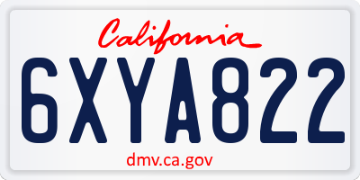 CA license plate 6XYA822